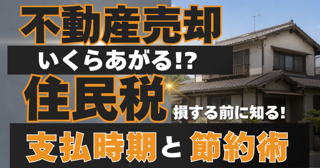 不動産売却で住民税はいくら上がる？損する前に知る支払時期と節税術